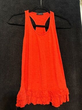 Soprano Bright Orange Ruffled Racerback Tank